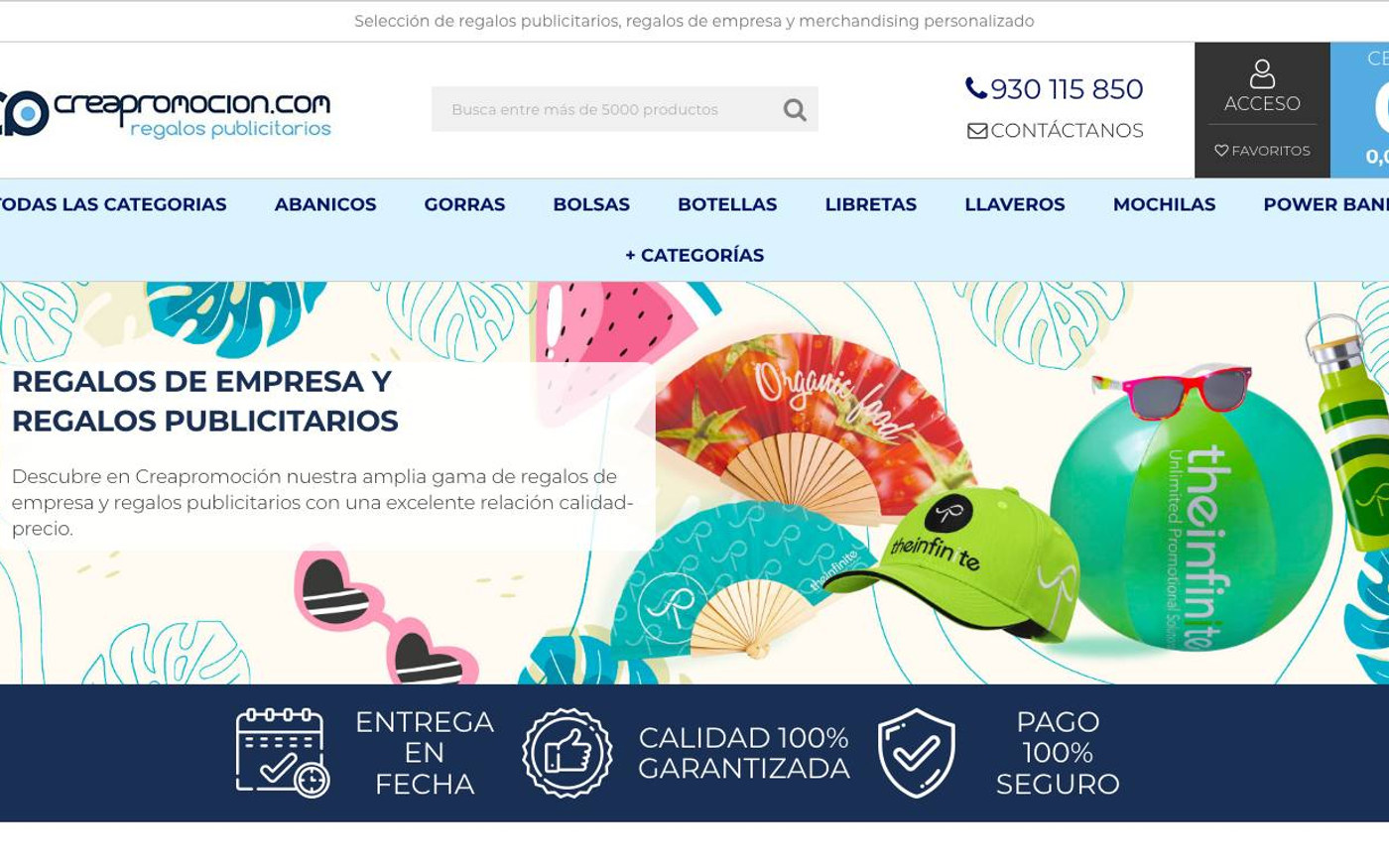 Captura de pantalla de la home de CreaPromoción