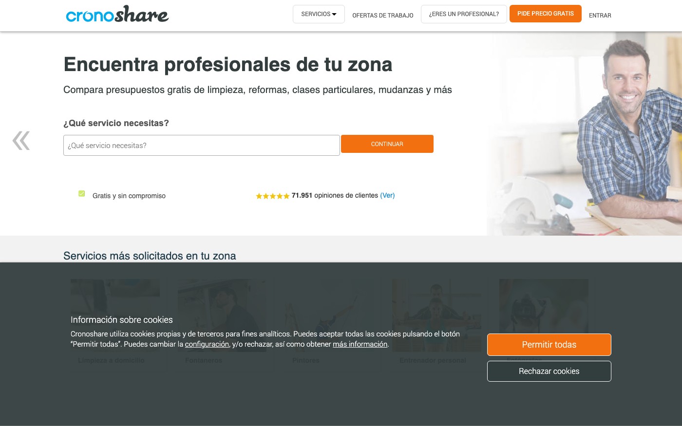Captura limpia de la home oficial de Cronoshare