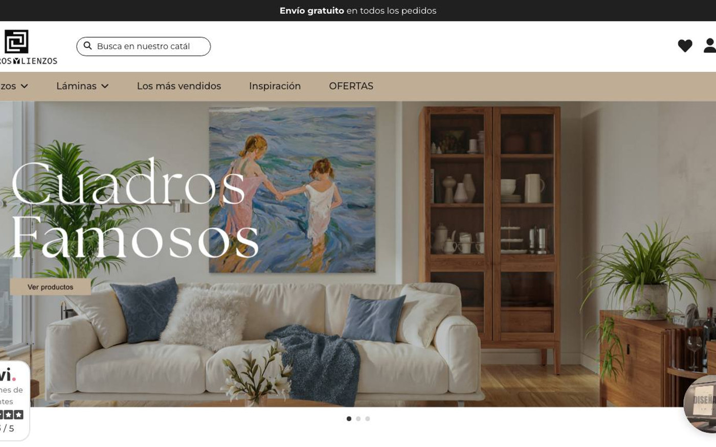 Captura limpia de la home oficial de Cuadros y Lienzos