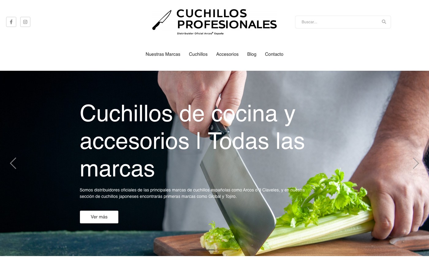 Captura limpia de la home oficial de Cuchillos para Profesionales