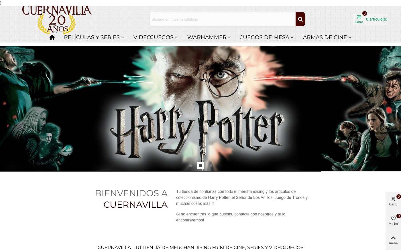 Captura limpia de la home oficial de Cuernavilla