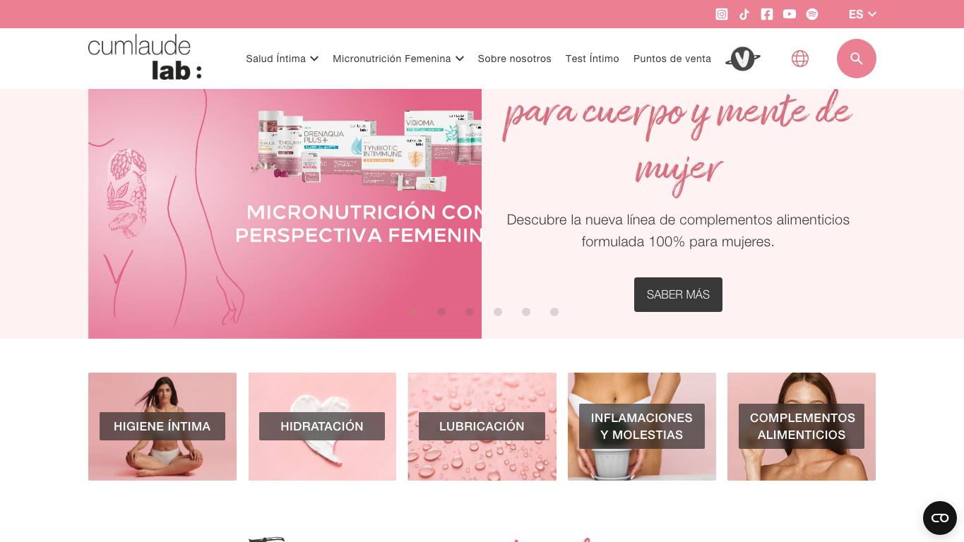 Captura de pantalla de la home de Cumlaude Lab