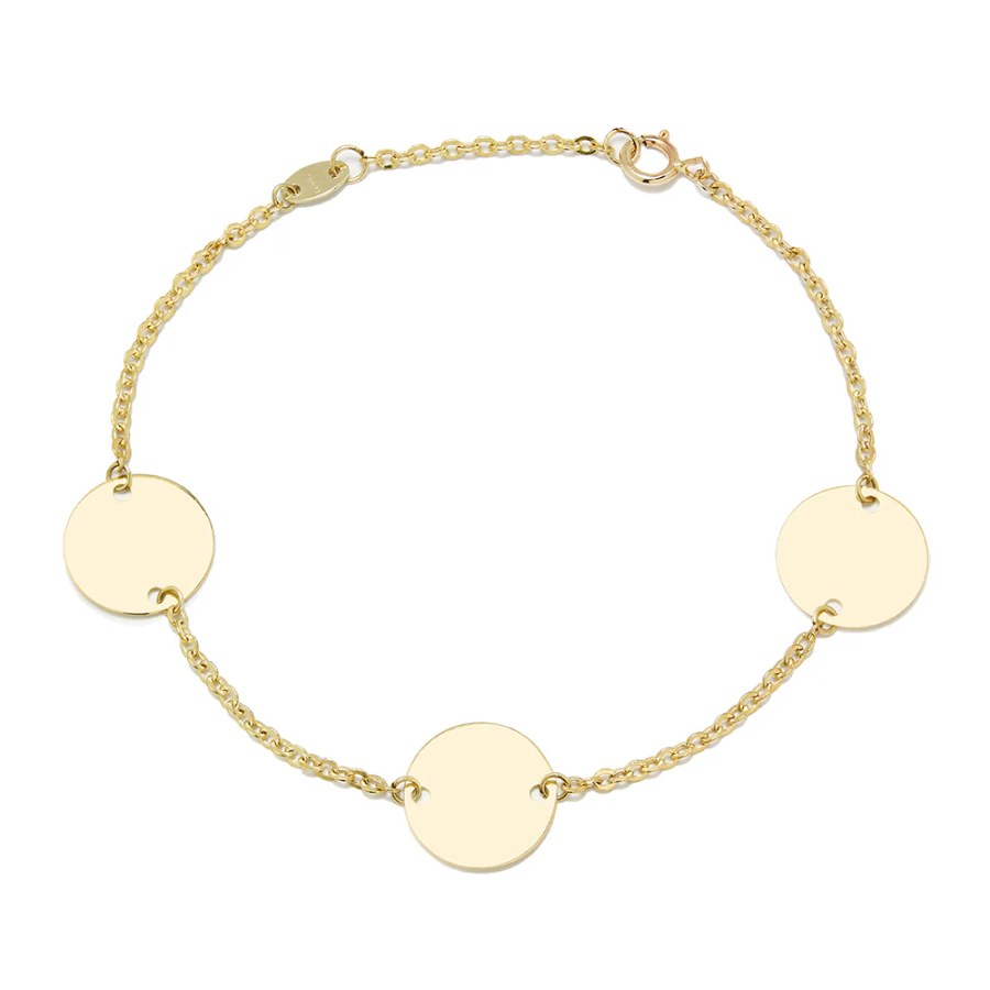 Pulsera 3 Discos de Oro 9K con Inicial