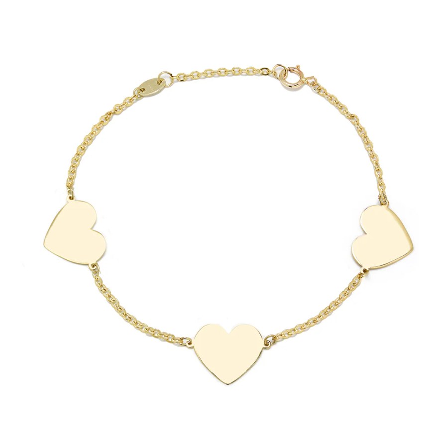 Pulsera 3 Corazones de Oro 9K Personalizada