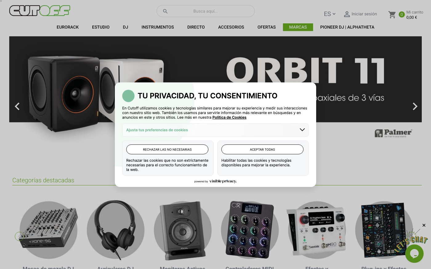 Captura limpia de la home oficial de Cutoff