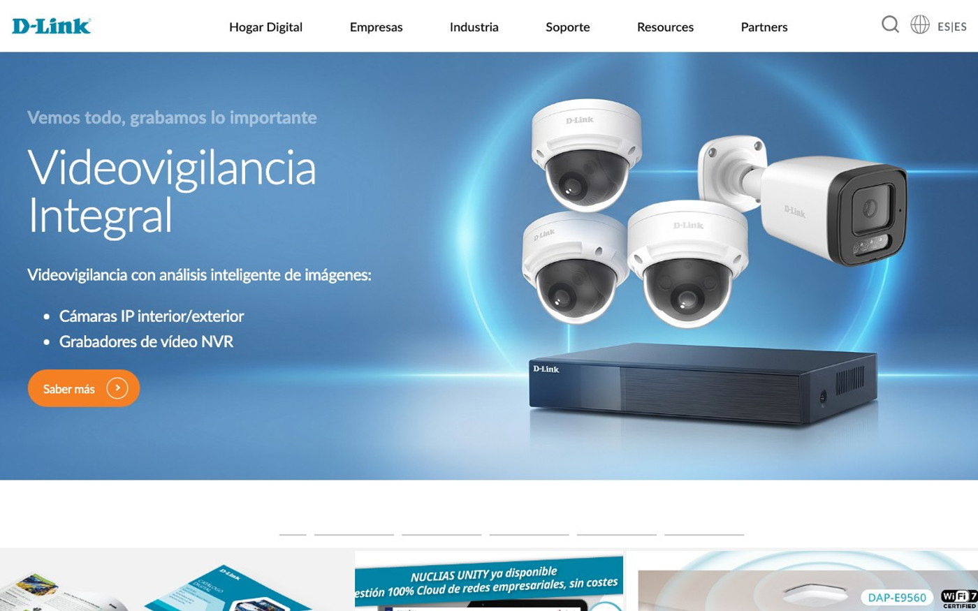 Captura de pantalla de la home de D-Link