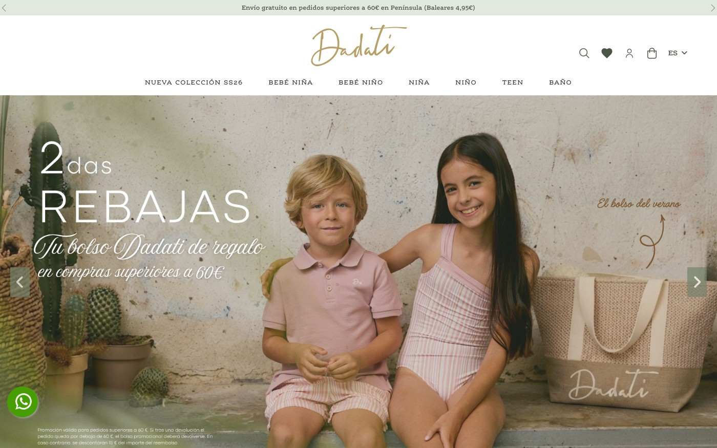 Captura de pantalla de la home de Dadati