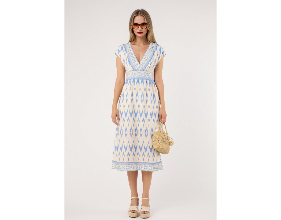 Vestido midi cenefa azul