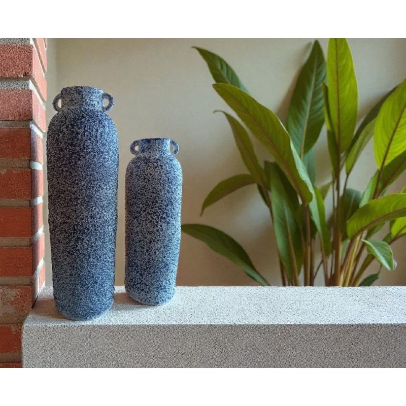 Jarrón cerámica artesanal azul granito