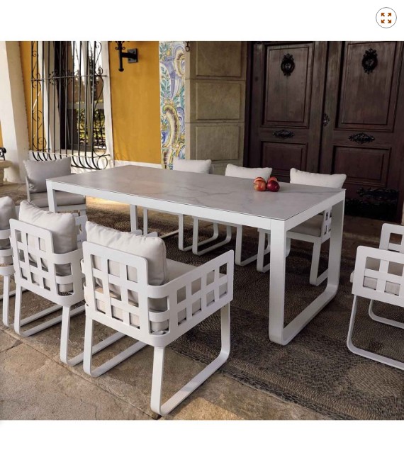 Mesa comedor para jardín y terraza en aluminio MILÁN