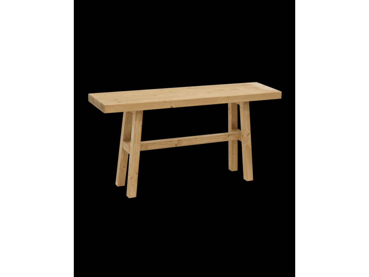 Banqueta de madera maciza en tono roble medio de 100x50cm