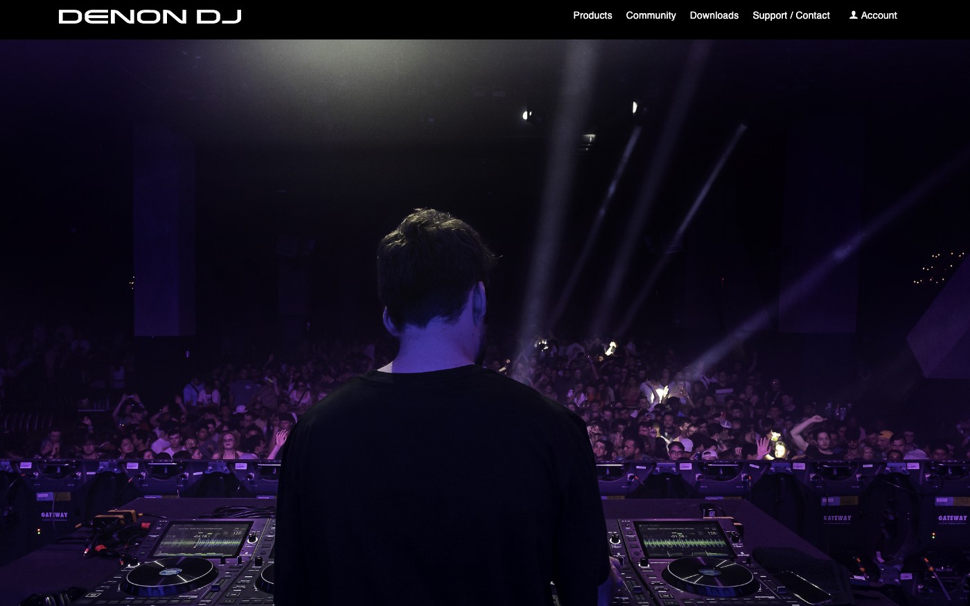 Captura limpia de la home oficial de Denon DJ