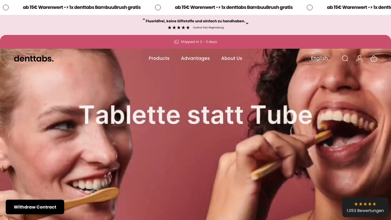 Captura de pantalla de la home de Denttabs