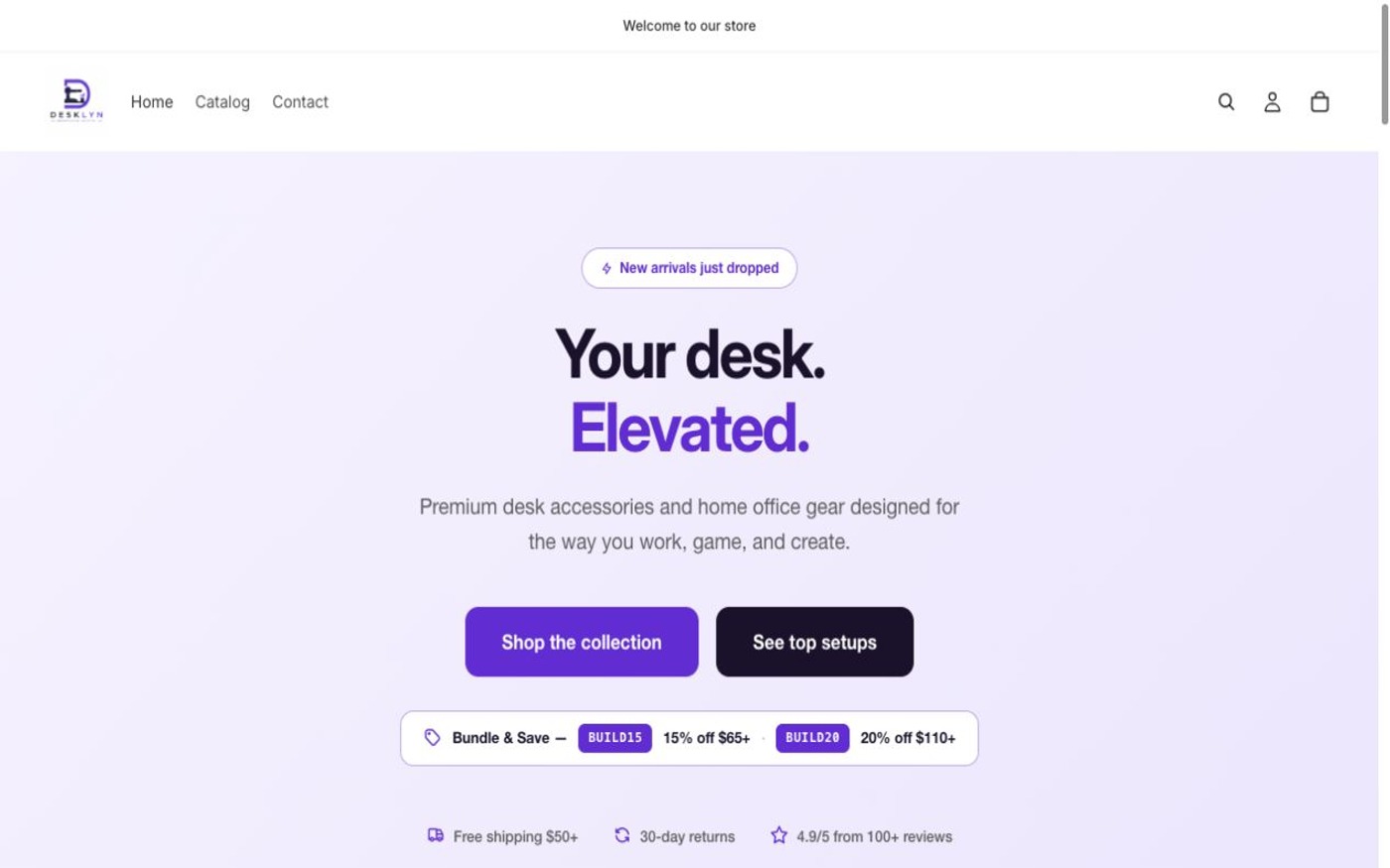 Captura limpia de la home oficial de Desklyn