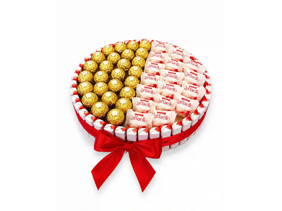 Círculo premium de chocolates Ferrero Rocher y Raffaello