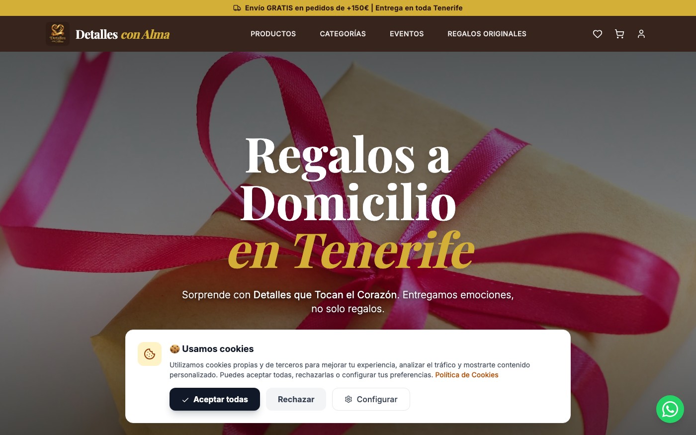 Captura limpia de la home oficial de Detalles con Alma
