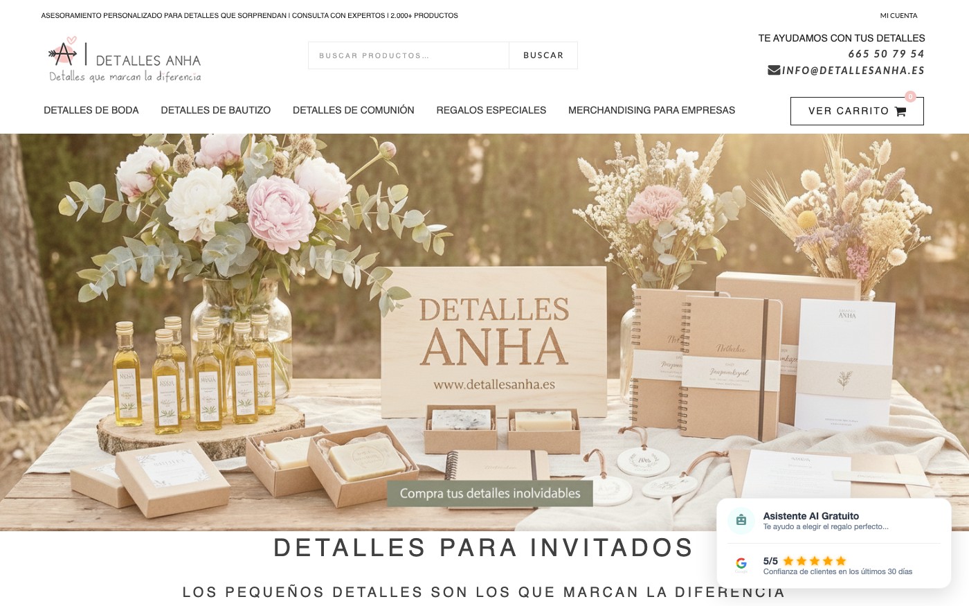 Captura limpia de la home oficial de Detalles Anha