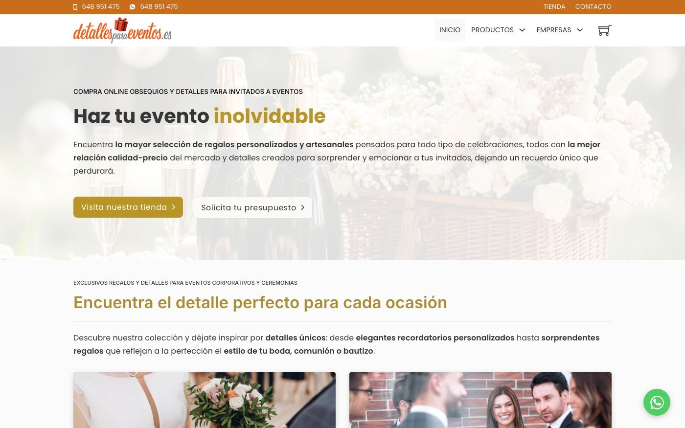 Página de inicio oficial de Detalles para Eventos