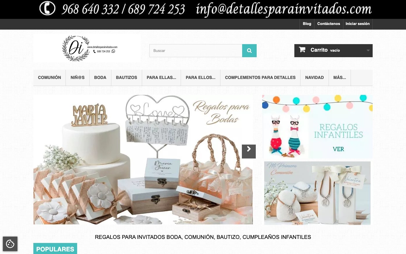 Captura de pantalla de la home de Detalles para Invitados