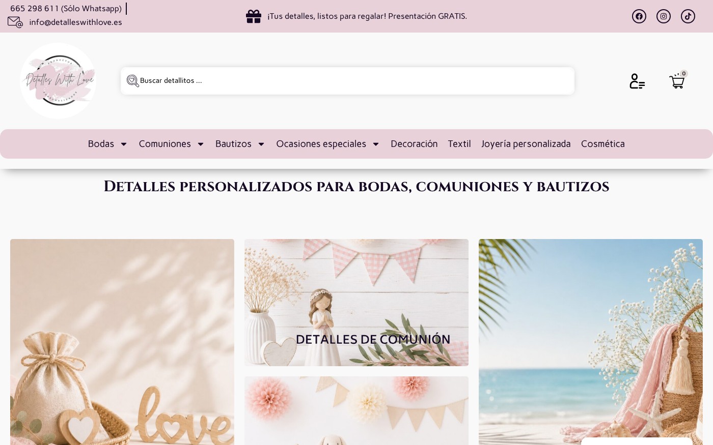Captura limpia de la home oficial de Detalles With Love