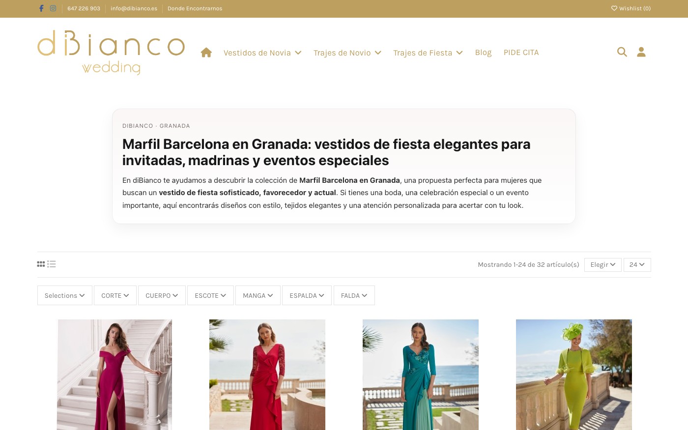 Captura de pantalla de la home de Di Bianco