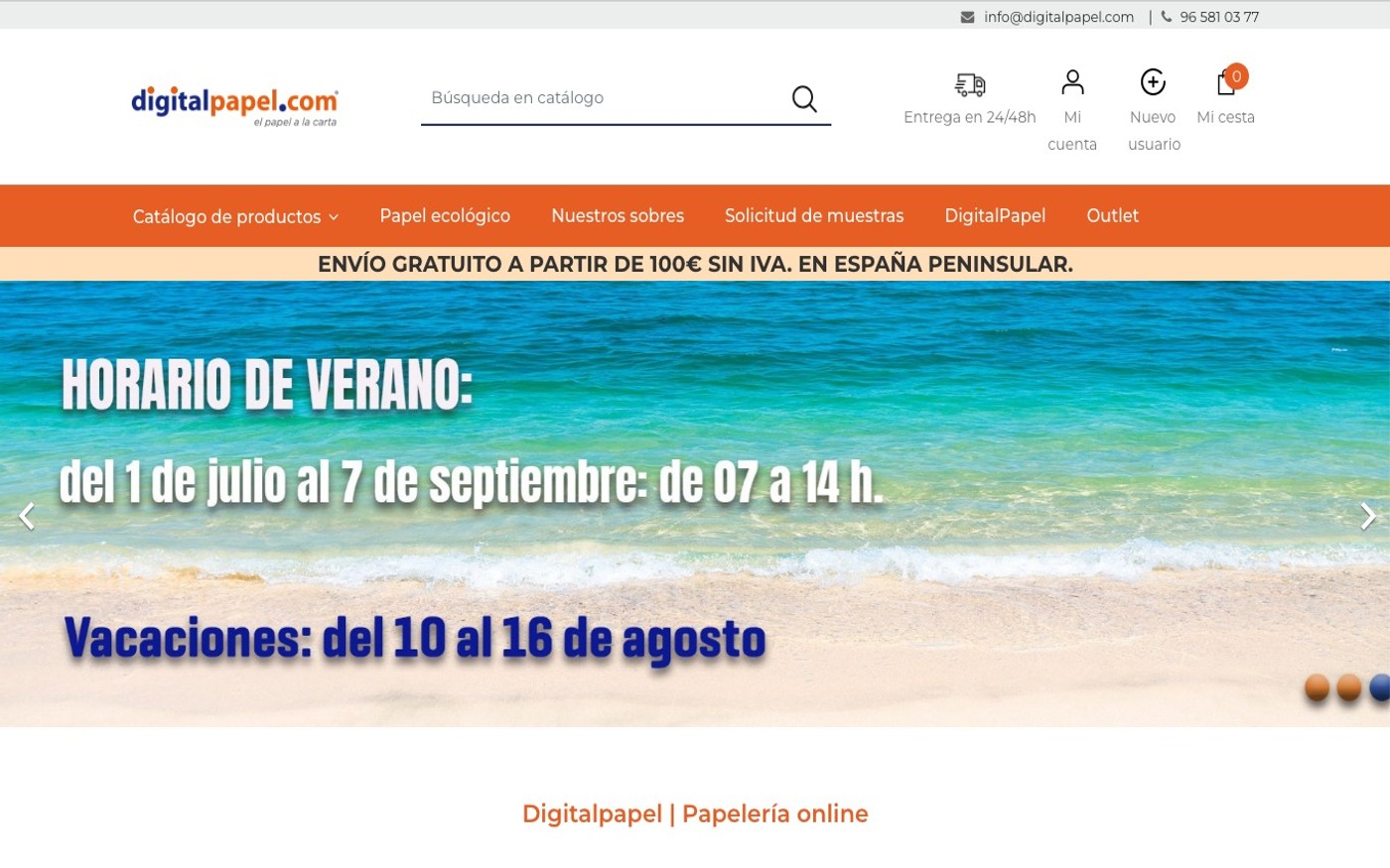 Captura de pantalla de la home de Digital Papel
