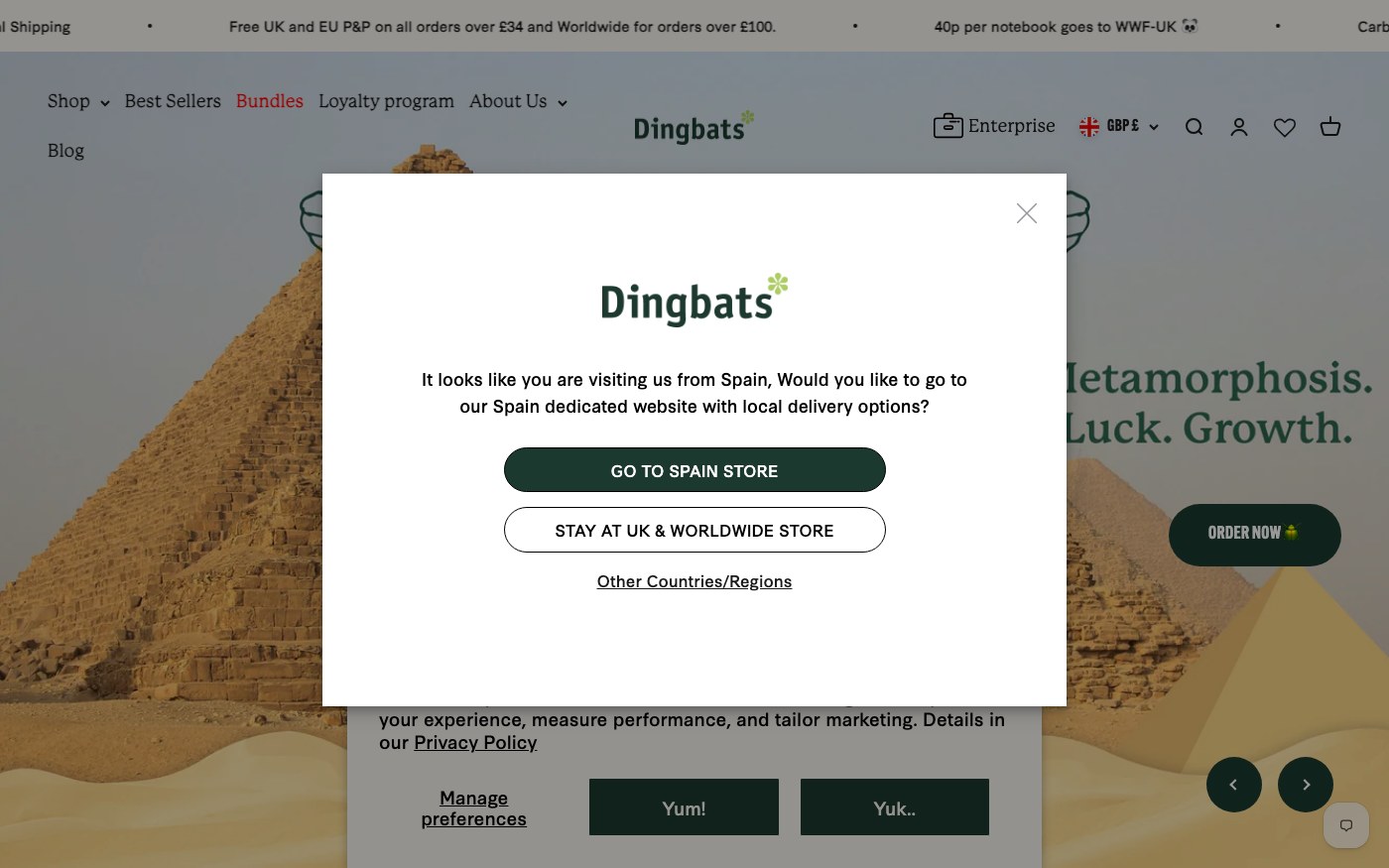 Captura de pantalla de la home de Dingbats* Notebooks