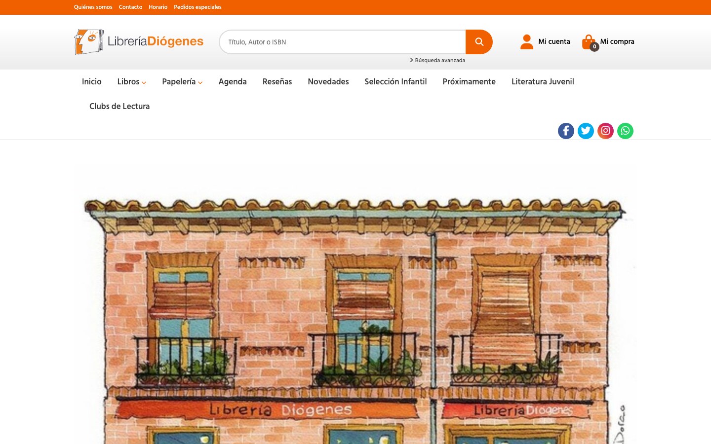 Captura limpia de la home oficial de Librería Diógenes