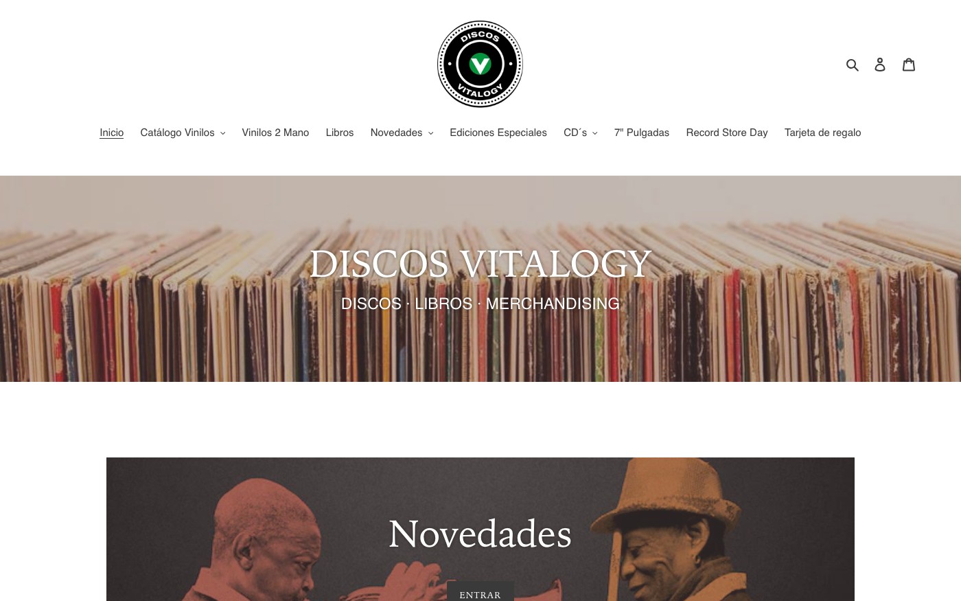 Captura de pantalla de la home de Discos Vitalogy