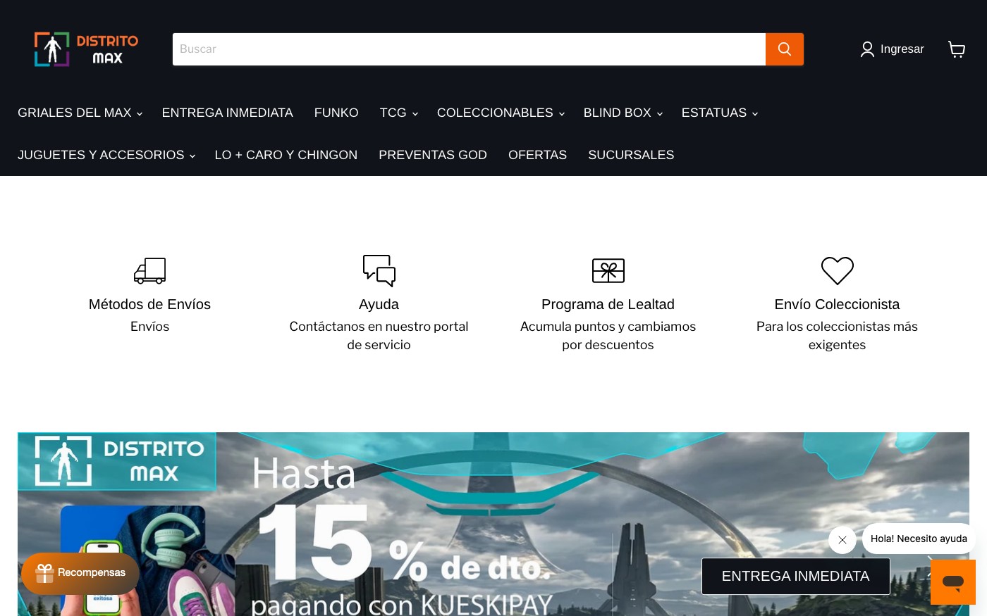 Captura de pantalla de la home de Distrito Max
