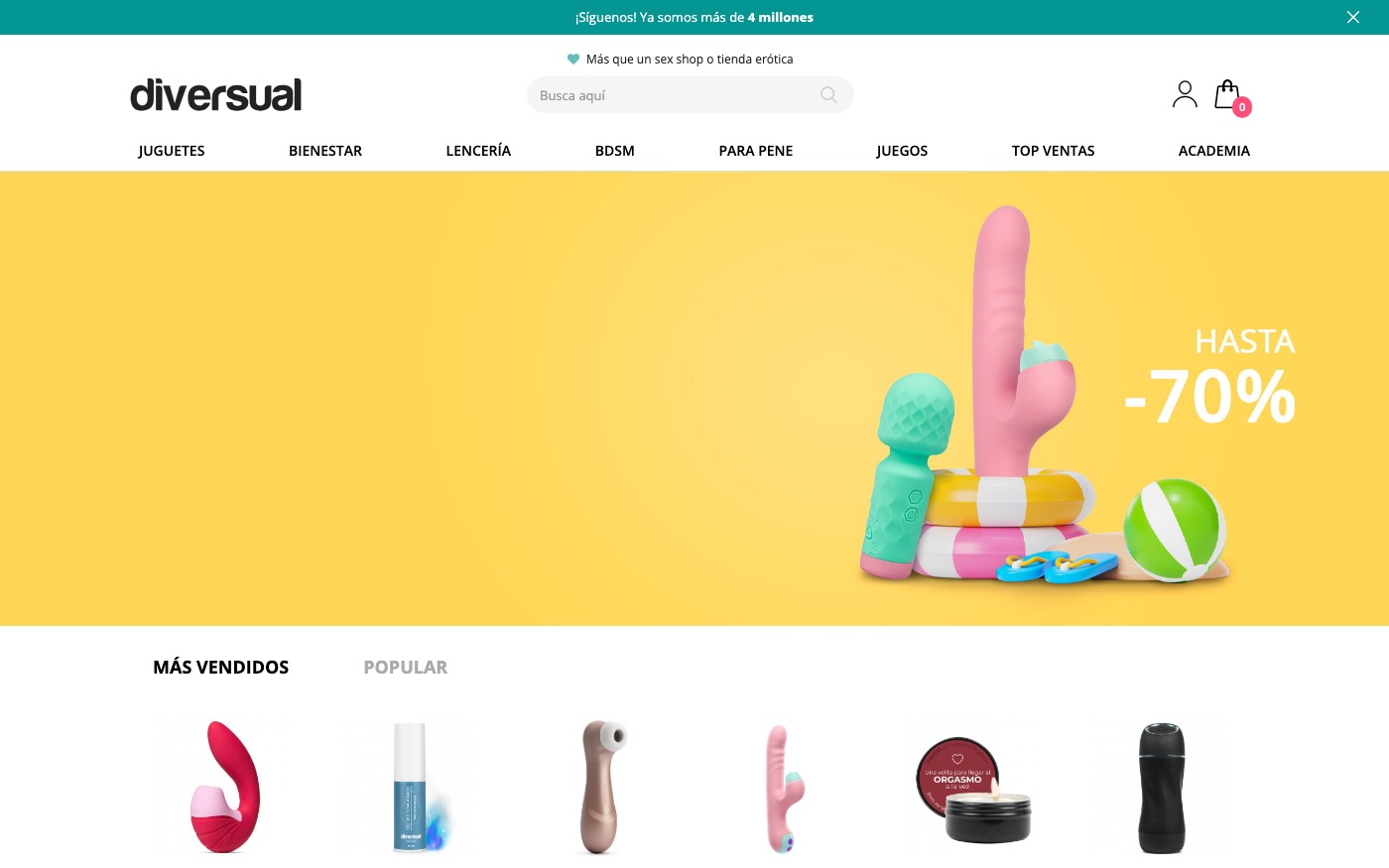 Captura limpia de la home oficial de Diversual