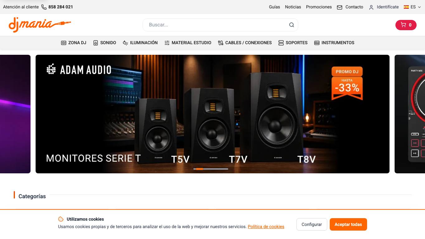 Captura limpia de la home oficial de DJMania