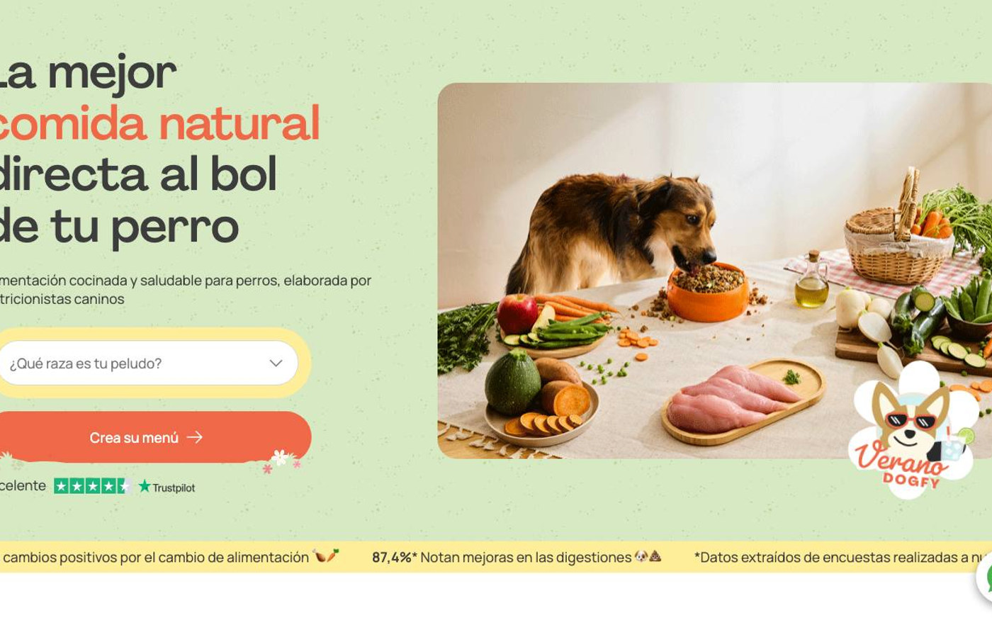 Captura limpia de la home oficial de Dogfy Diet