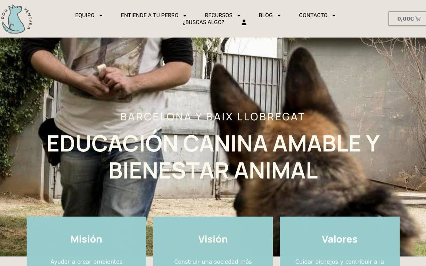 Captura de pantalla de la home de Dogventura
