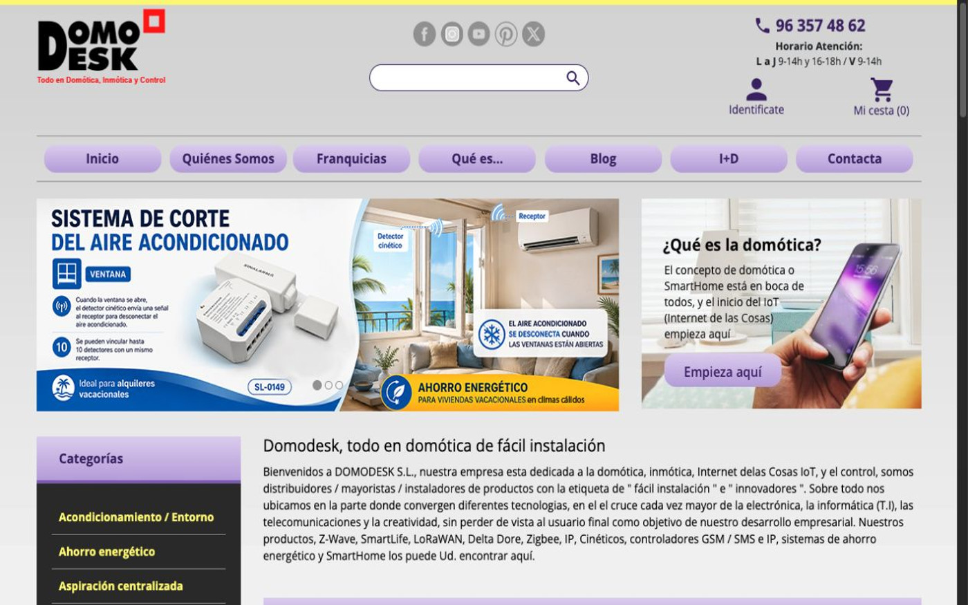 Captura limpia de la home oficial de Domodesk