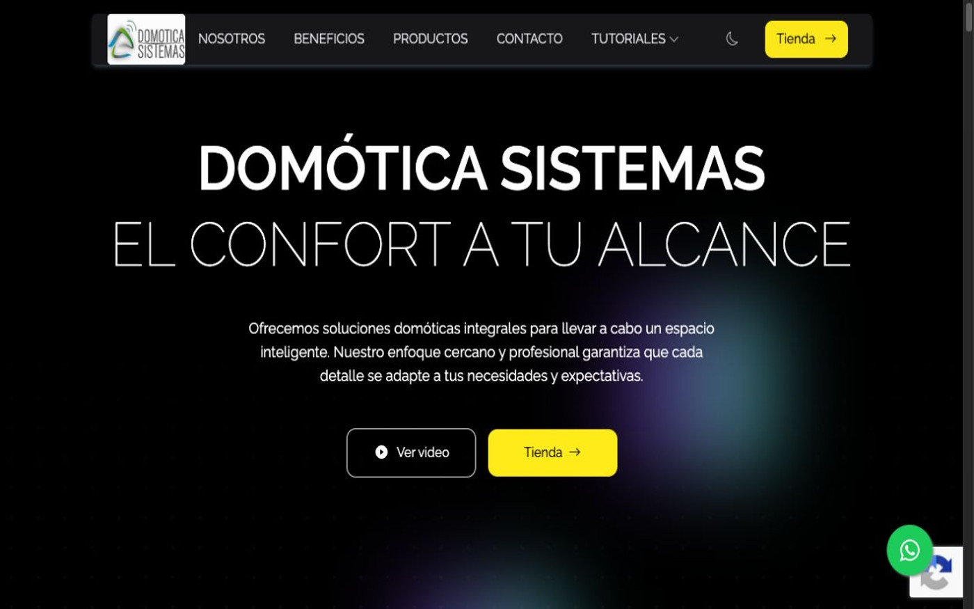 Captura de pantalla de la home de Domótica Sistemas