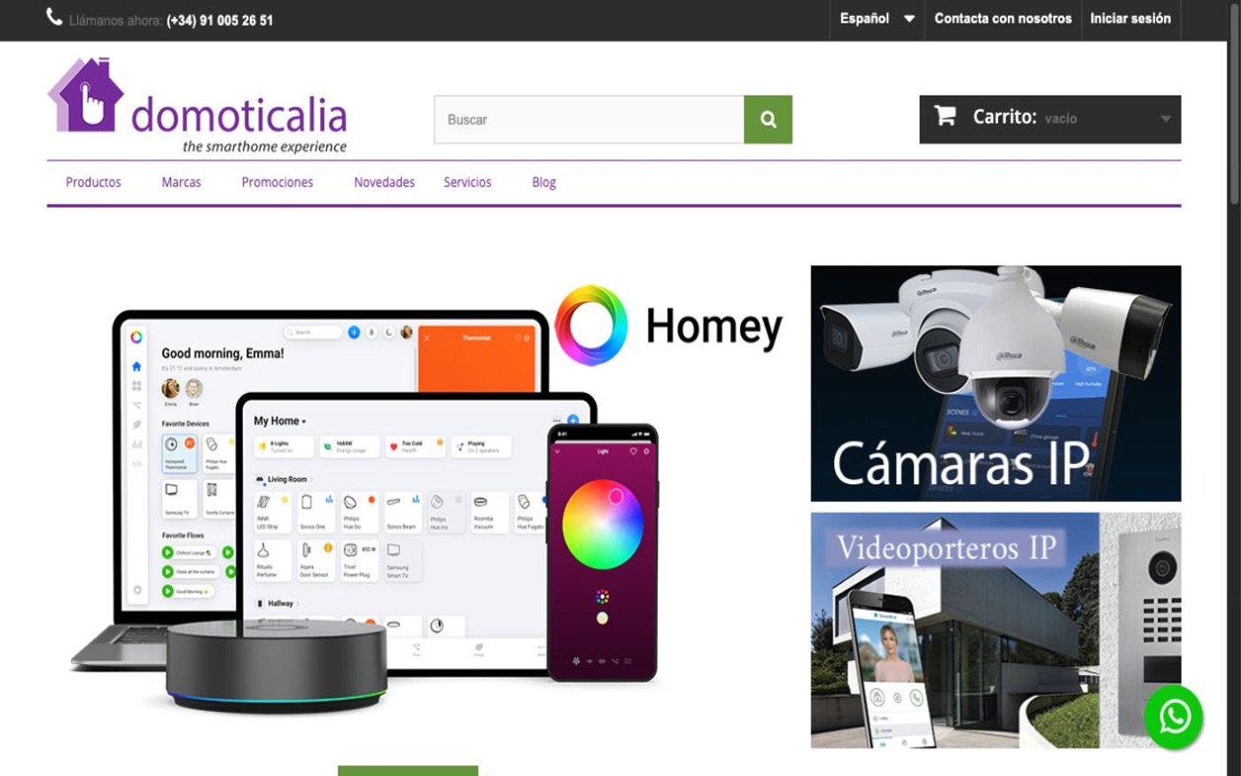 Captura limpia de la home oficial de Domoticalia