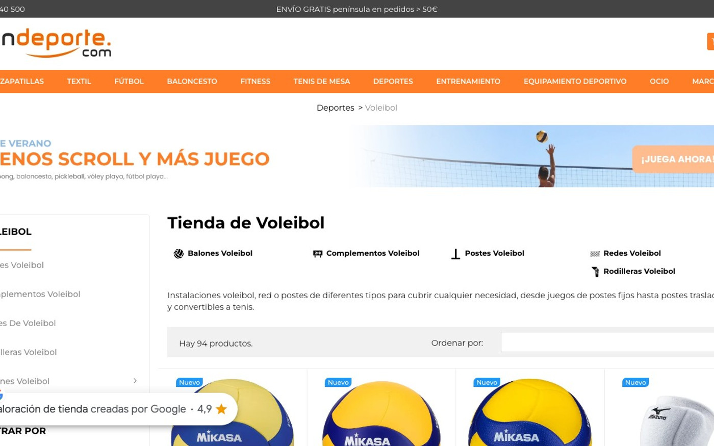 Captura de pantalla de la home de DonDeporte