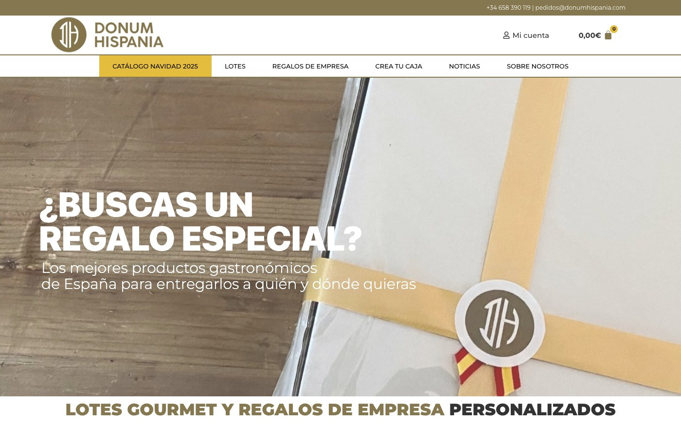 Captura limpia de la home oficial de Donum Hispania