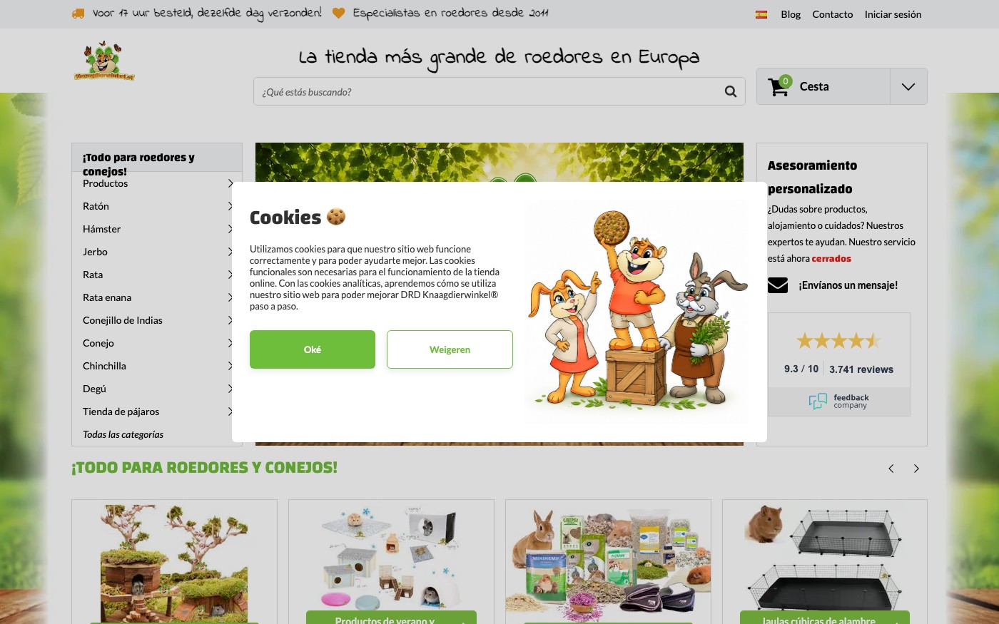Captura de pantalla de la home de Dr. Knaagdierwinkel
