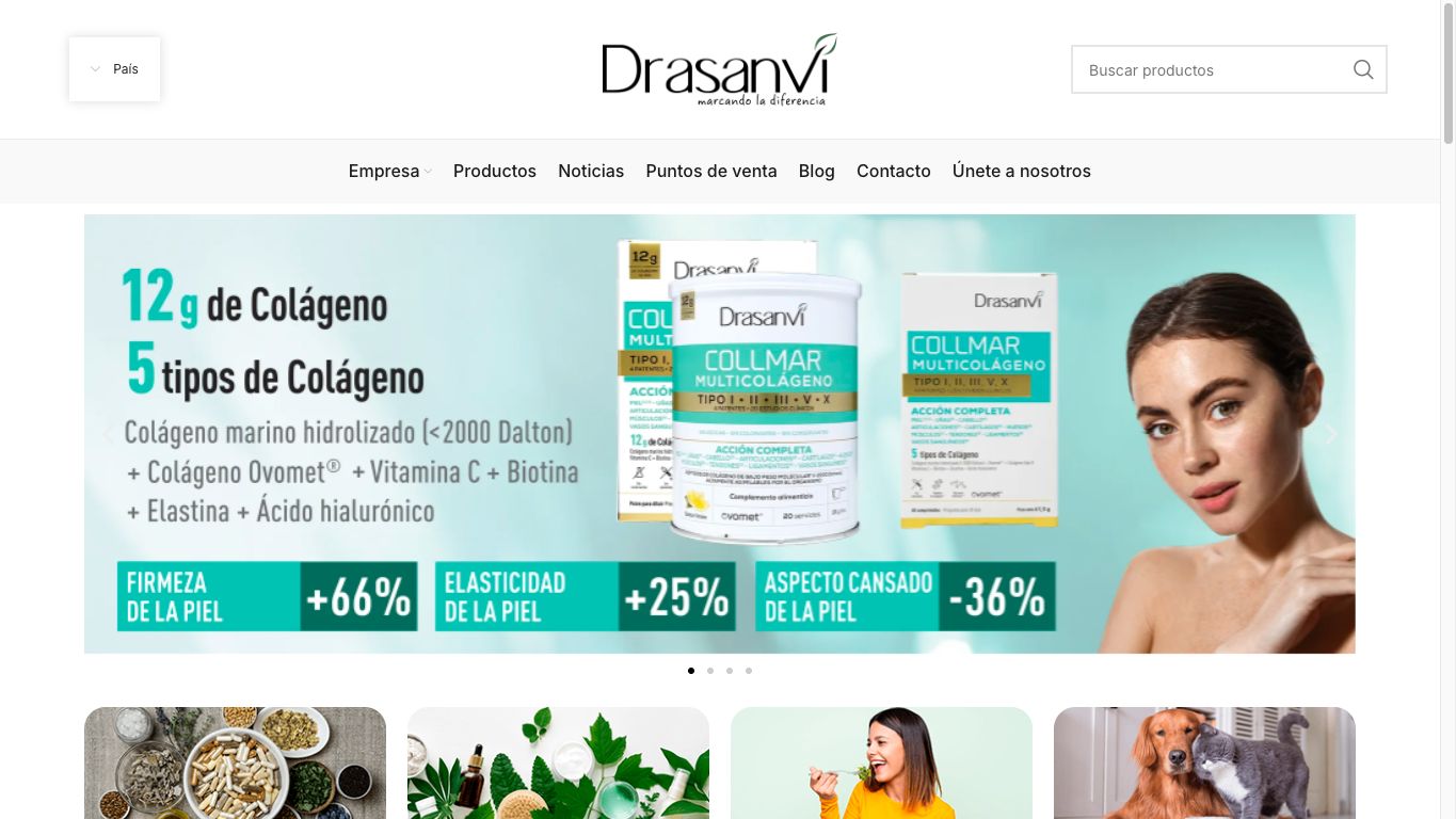 Captura real de la home de Drasanvi