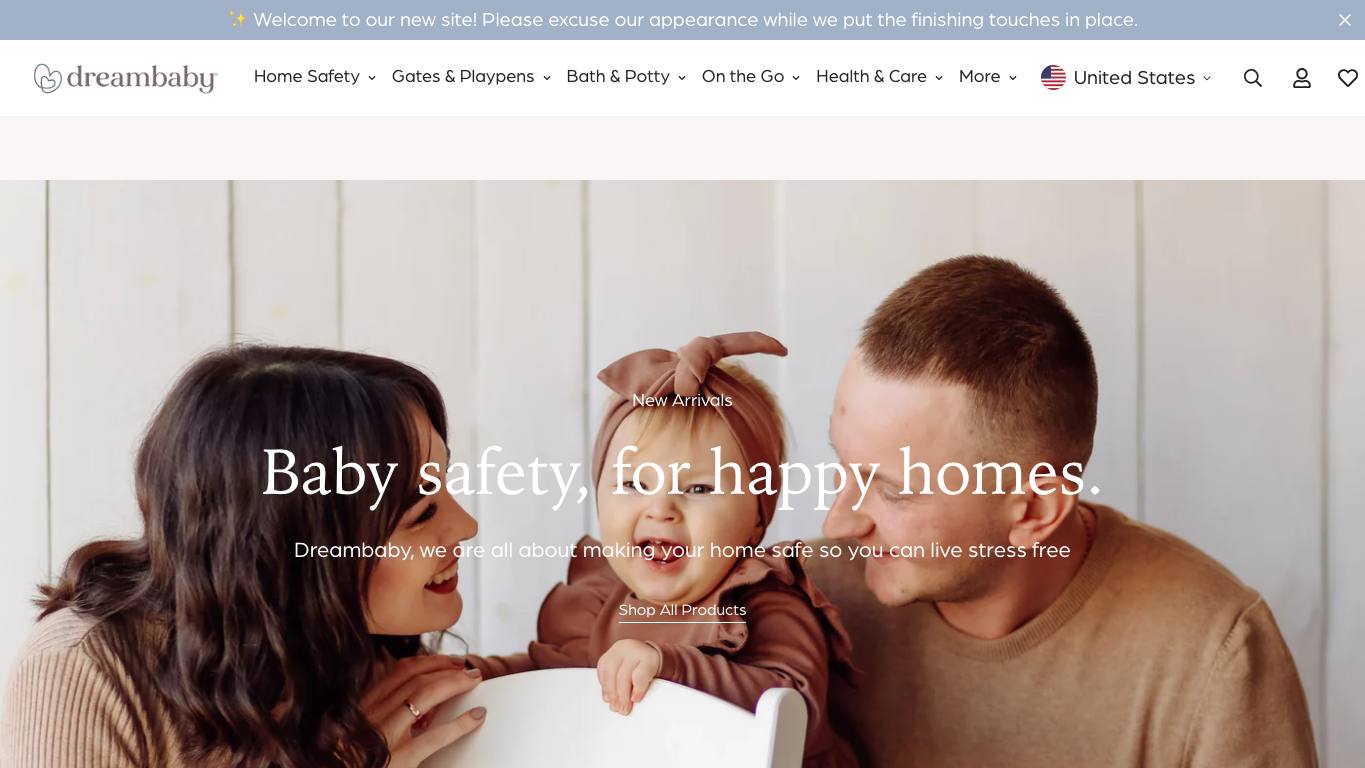 Captura limpia de la home oficial de Dreambaby