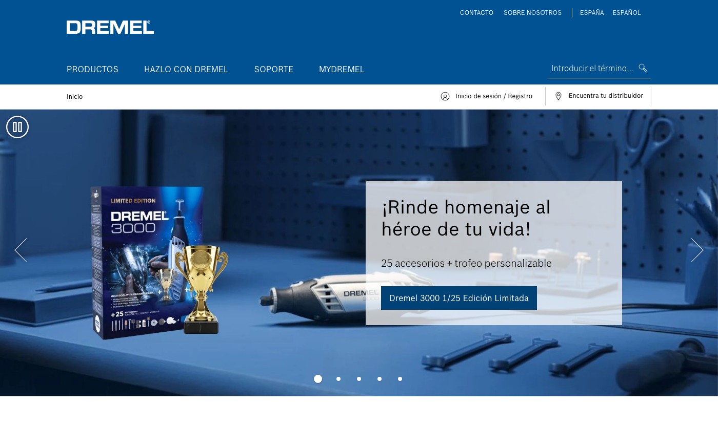 Captura limpia de la home oficial de Dremel