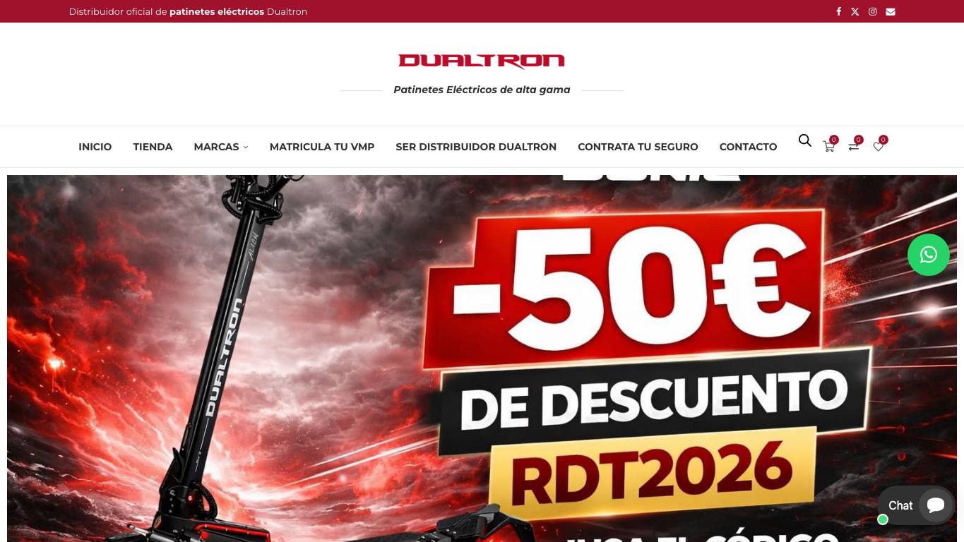Captura limpia de la home oficial de Dualtron España