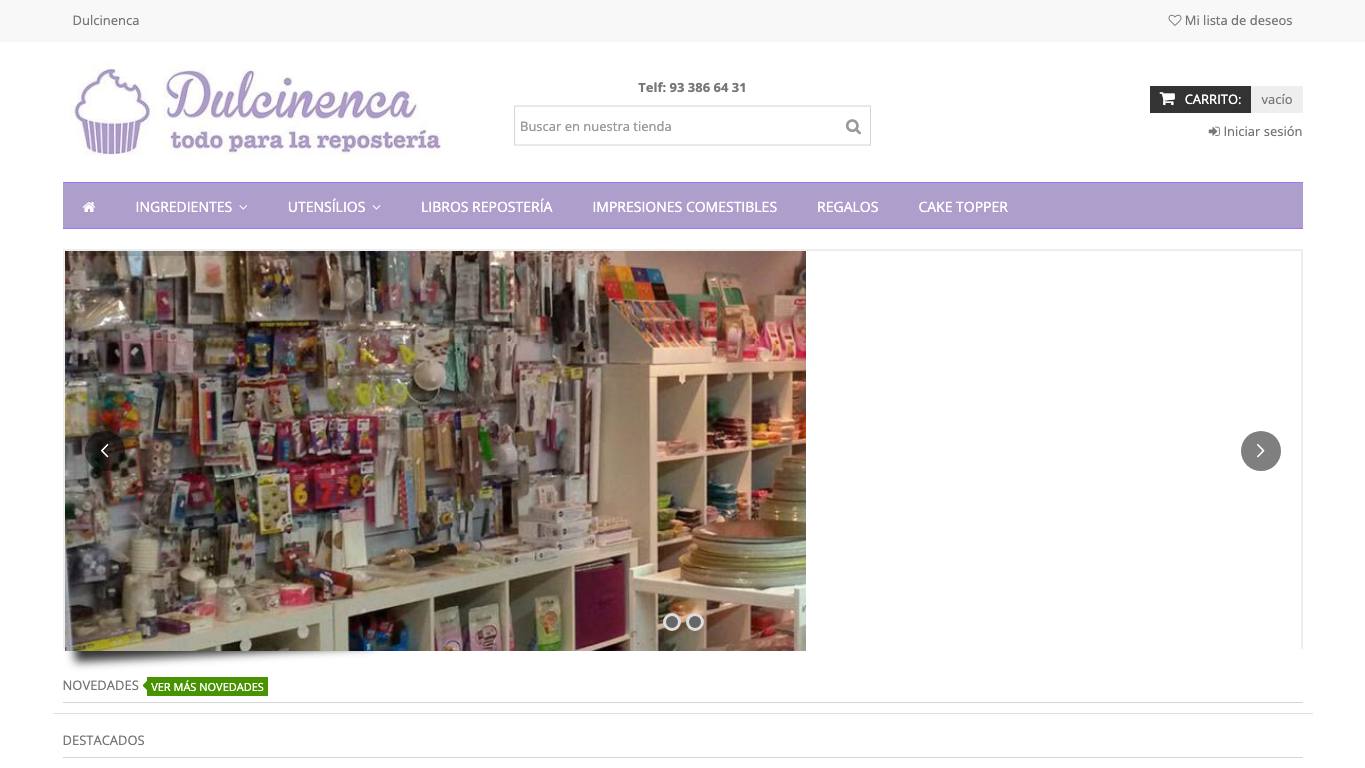 Captura limpia de la home oficial de Dulcinenca