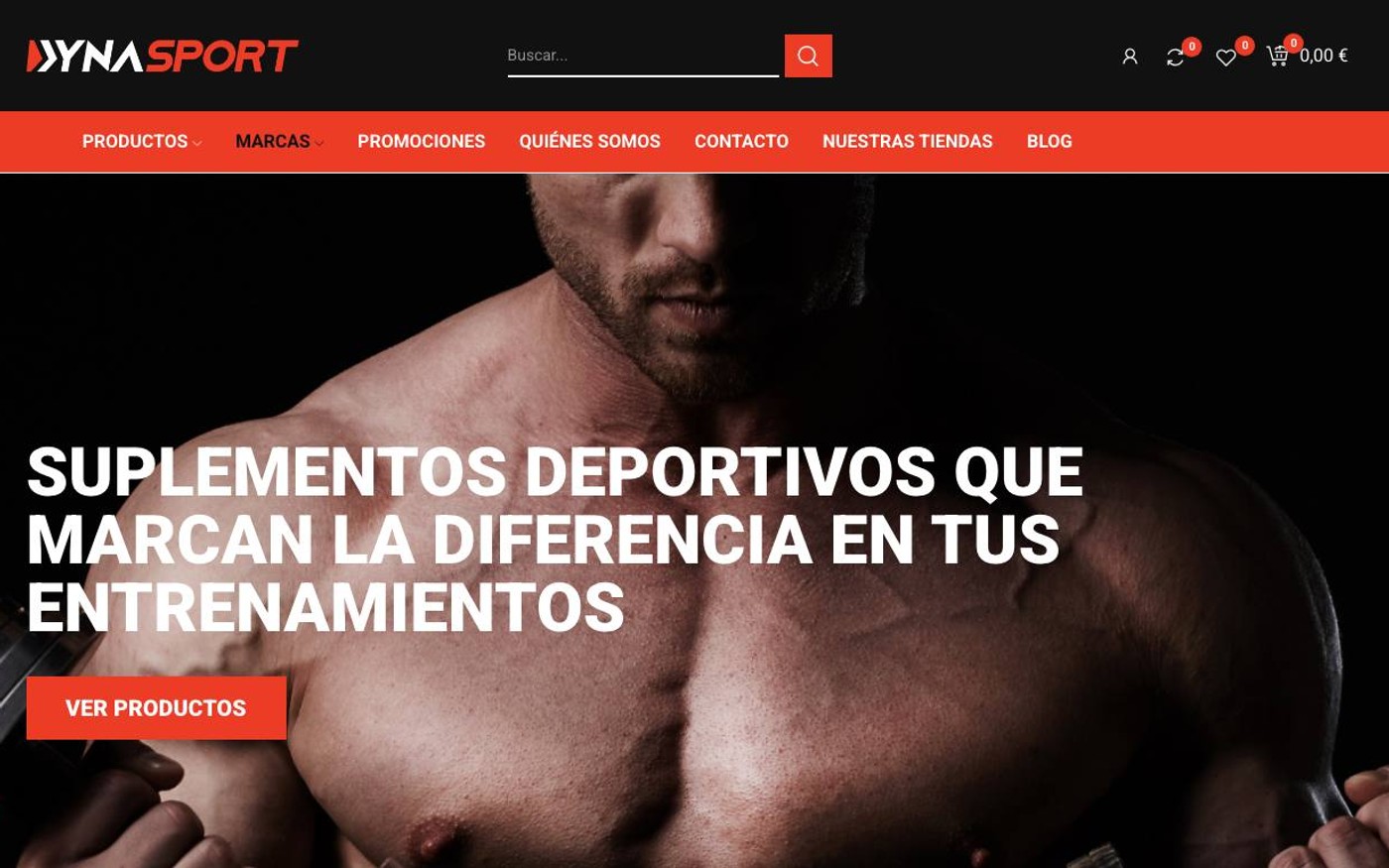 Captura de pantalla de la home de Dynasport