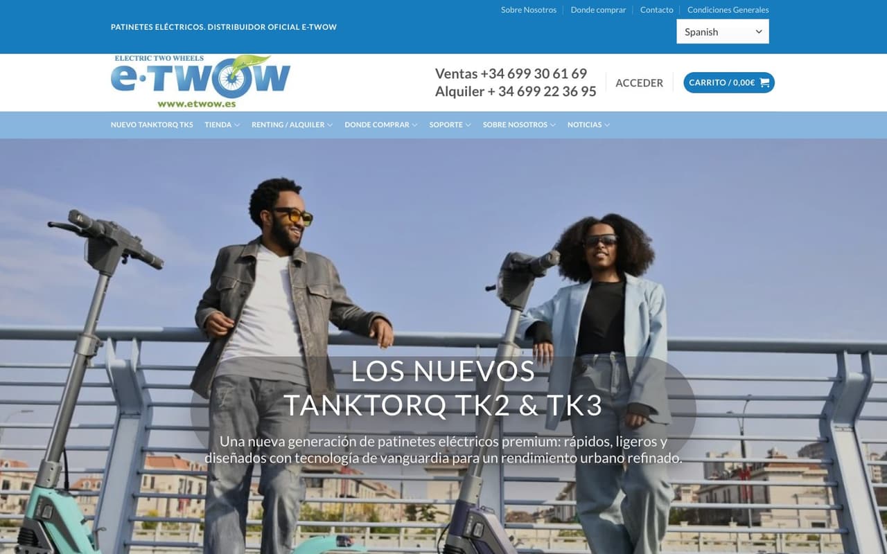 Captura limpia de la home oficial de E-Twow