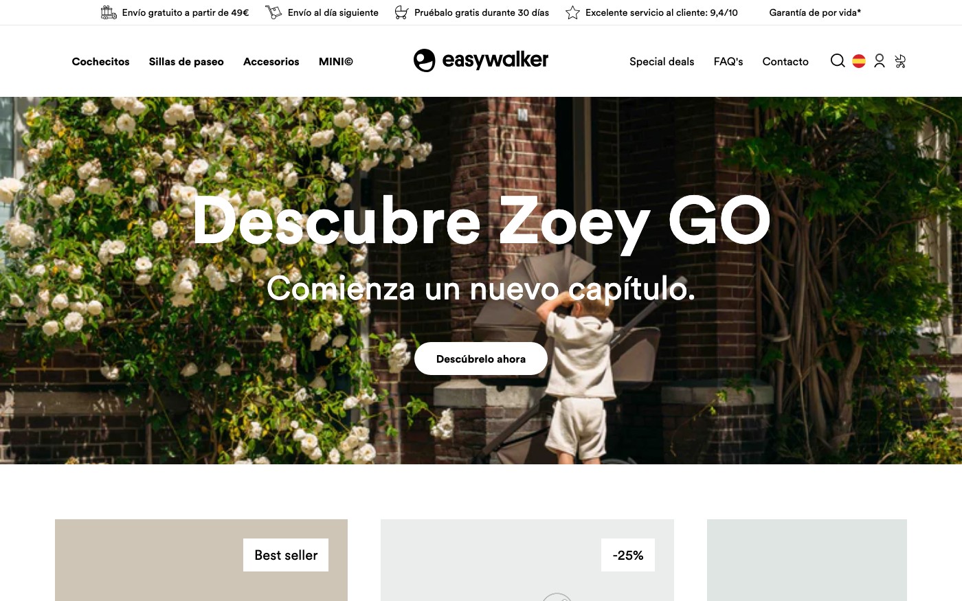 Captura de pantalla de la home de Easywalker