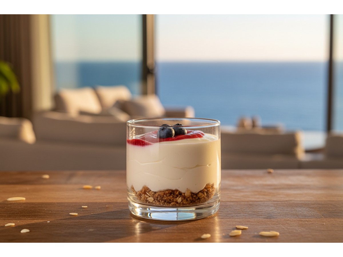 ALTO PROTEÍNA CHEESECAKE CON FRUTOS ROJOS