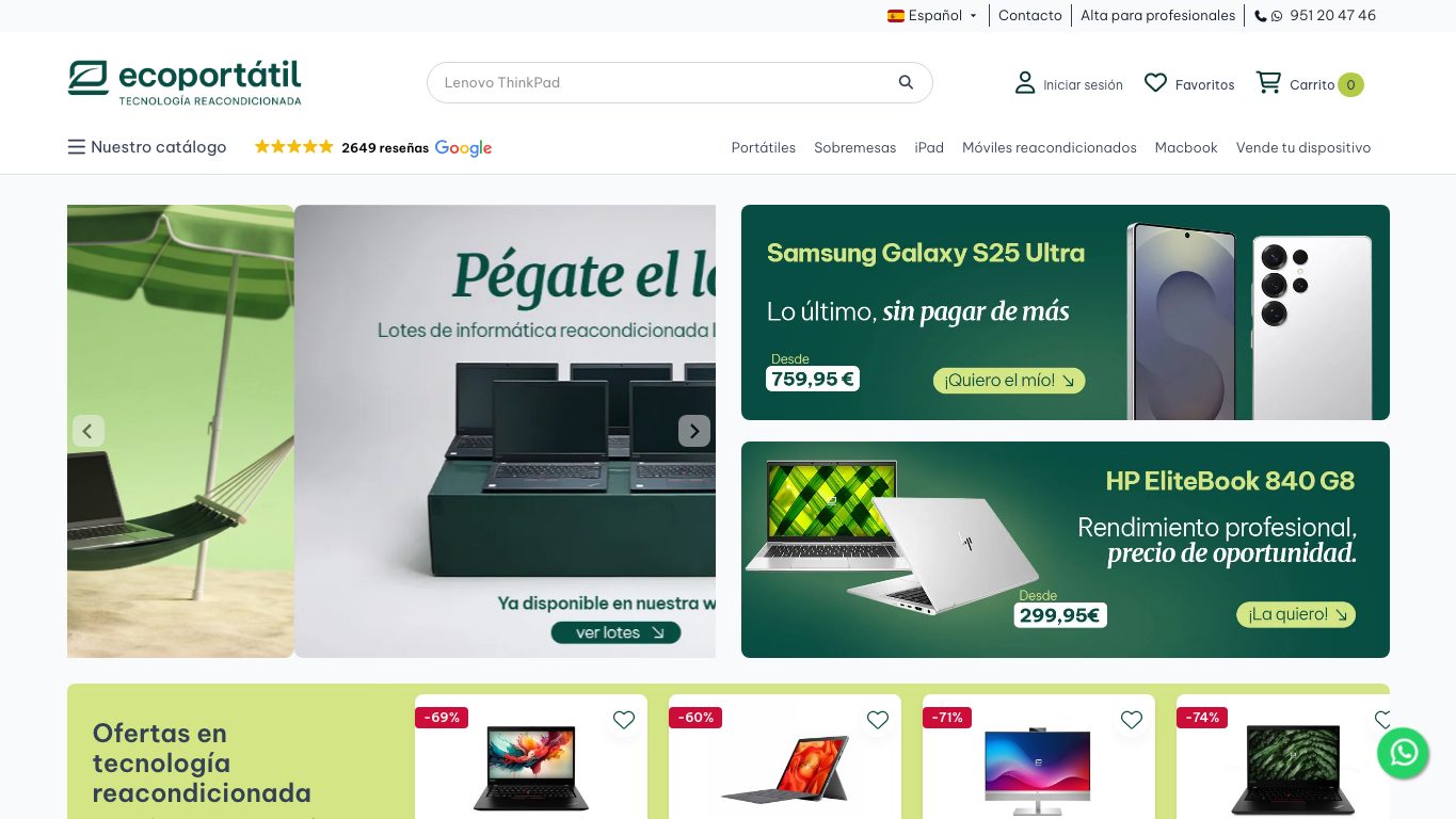 Captura home-top limpia de Ecoportátil